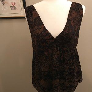 The Limited - Brown V-Neck Top with Ruched Back